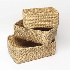 Decorative tray/storage baskets trays/office table paper tray which can be  also used as a vegetables tray/ Use this natural Straw/dry grass/Seagrass/ Kouna Grass small tray online as gift hamper basket/ wardrobe basket