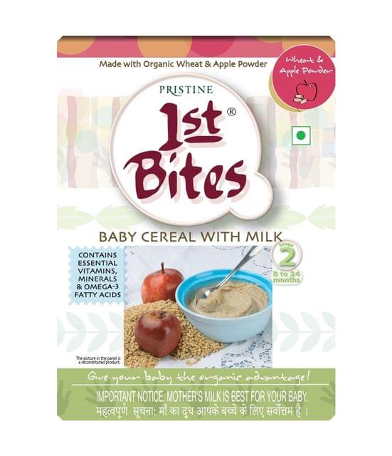 PRISTINE - 1st BITES - BABY CEREAL WITH MILK - WHEAT AND APPLE POWDER - 300 Gms