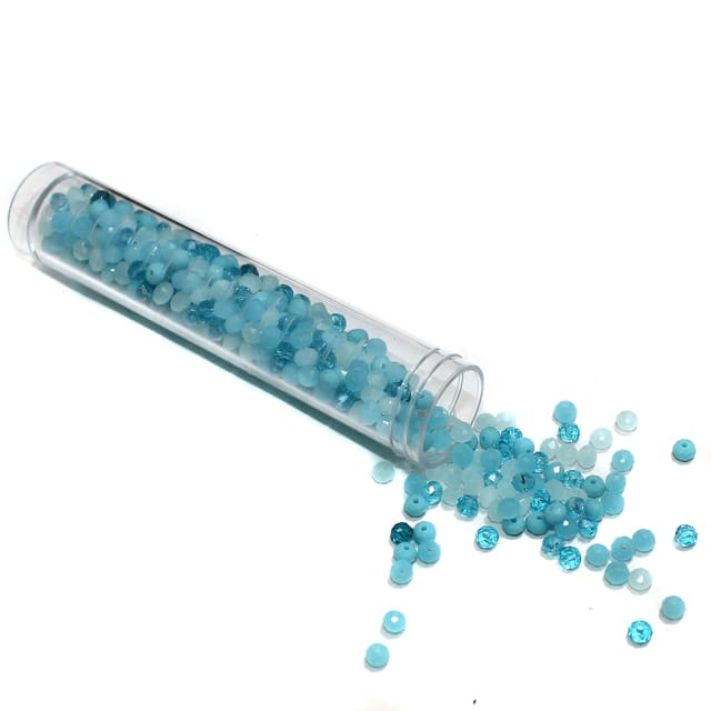 445+ Pcs, Trans and Opaque Turquoise 4mm Glass Crystal Beads Tube For Jewellery Making