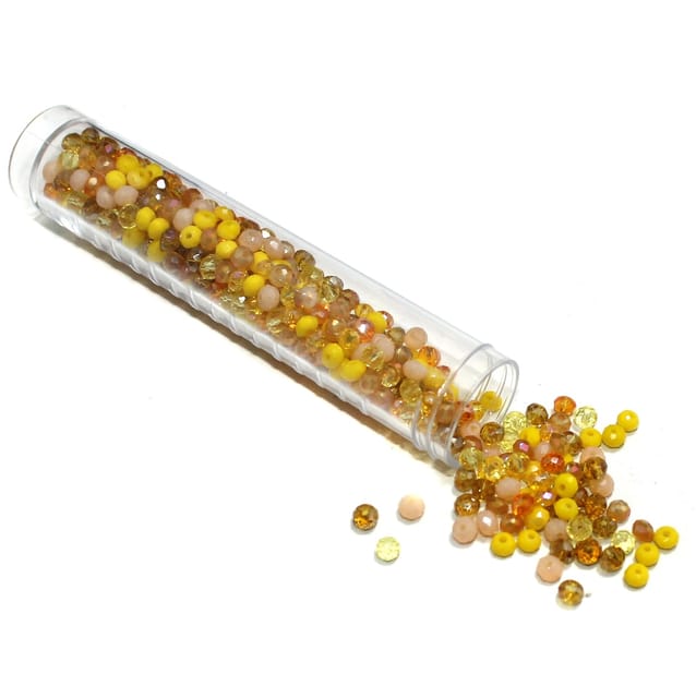 445+ Pcs, 4mm Trans and Opaque Yellow Glass Crystal Beads Tube For Jewellery Making