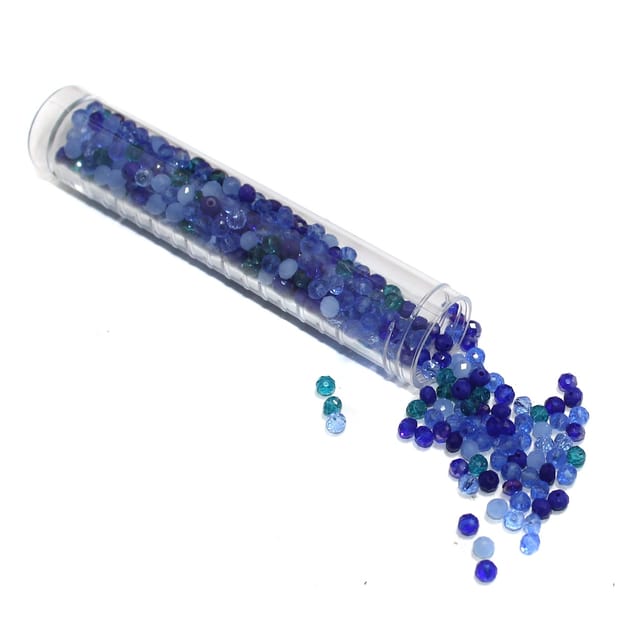 445+ Pcs, 4mm Trans and Opaque Blue Glass Crystal Beads Tube Tone For Jewellery Making