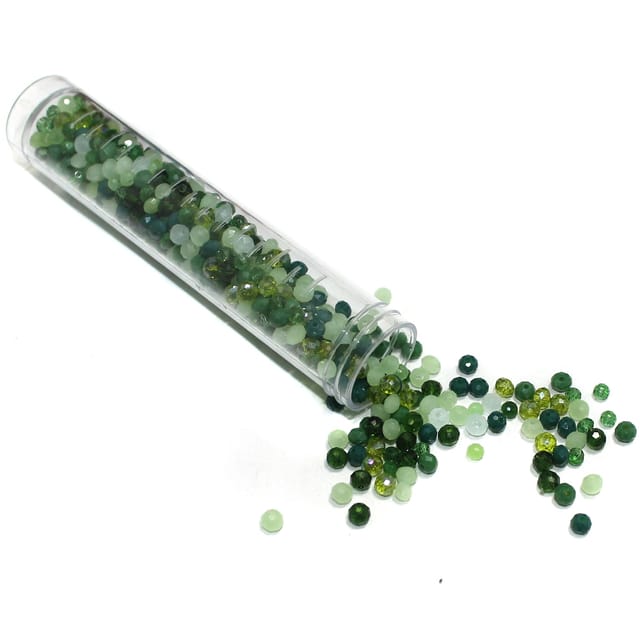 445+ Pcs 4mm Trans and Opaque Green Glass Crystal Beads Tube Tone For Jewellery Making