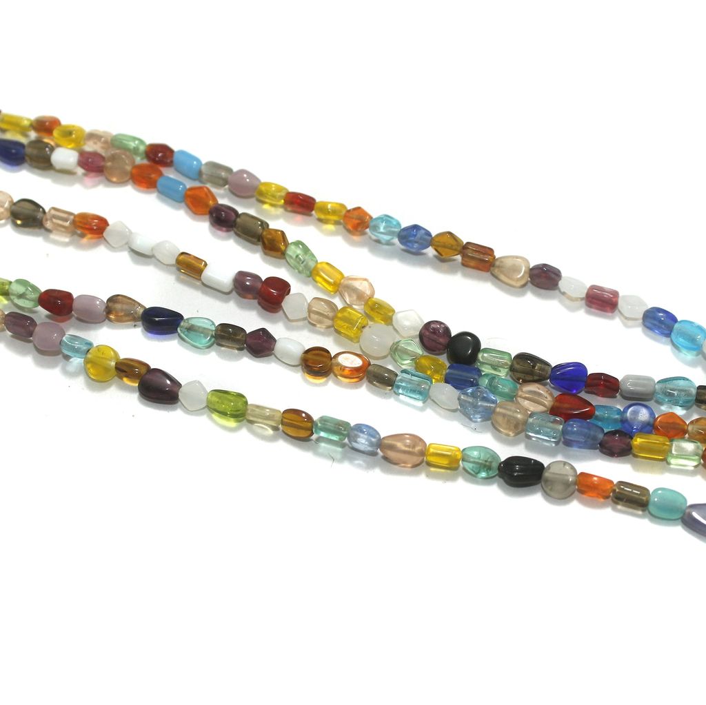 5 Strings Multi Color Mini Glass Beads 7x5mm