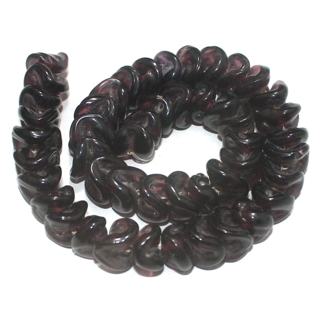 5 strings of Twisty Glass Beads Dark Purple 12mm