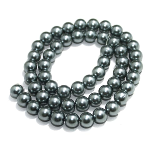 8mm Grey Glass Pearl Beads 1 String