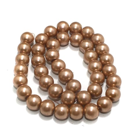 10mm Coffee Glass Pearl Beads 1 String