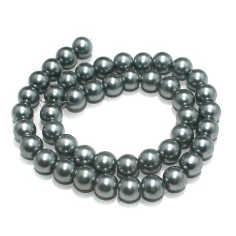 10mm Grey Glass Pearl Beads 1 String