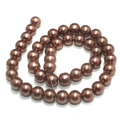 10mm Copper Glass Pearl Beads 1 String