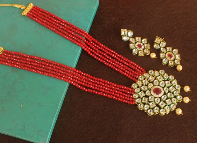 Crystal Beaded Kundan Necklace Set