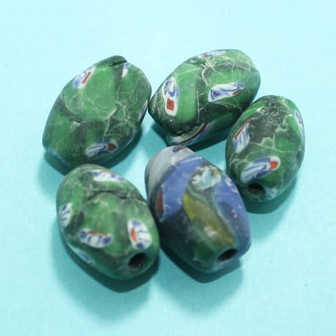 50 Assorted Antique Mosaic Glass Beads 19x16
