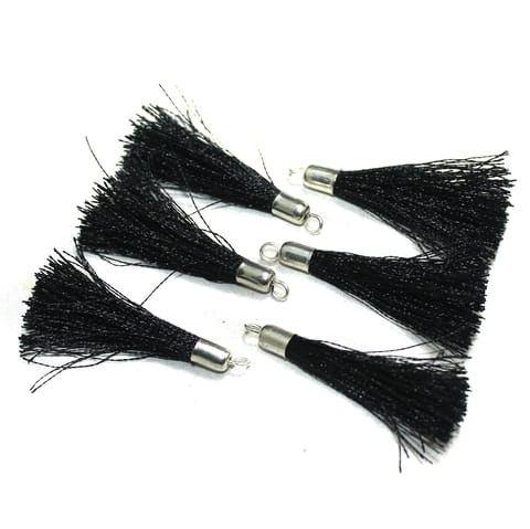 100 Pcs Silk Thread Tassels Black, Size 2 Inches
