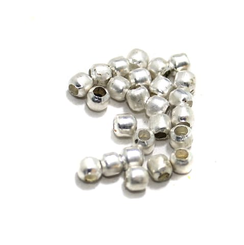 1050 Pcs Silver Brass Round Beads, 4mm