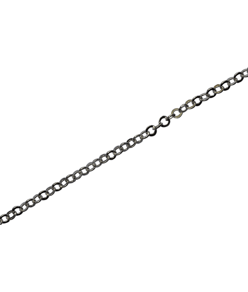 92.5 Sterling Silver Round Flat Links Chain - 100 cms