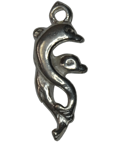 92.5 Sterling Silver Twin Dolphin Charm 18x7mm
