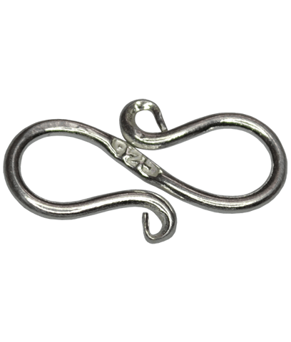 92.5 Sterling Silver Plain S Clasp 15mm