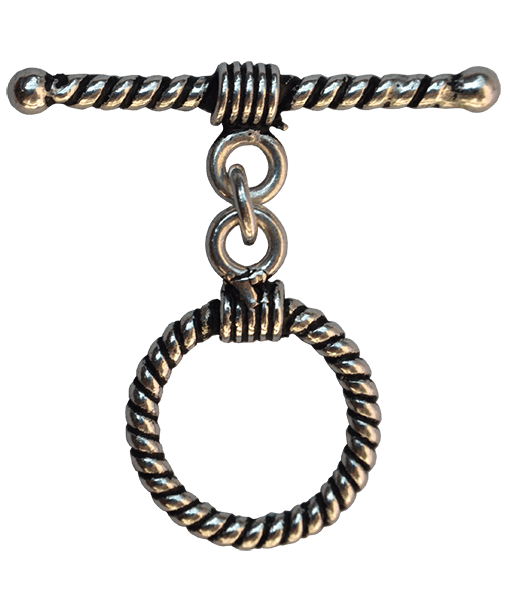 92.5 Sterling Silver 12mm Striped Toggle Clasps
