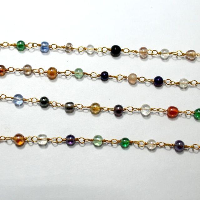 Glass Beaded Chain Multicolor 4mm