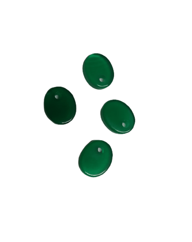 8*10mm Flat Oval Green Onyx with Hole on Top