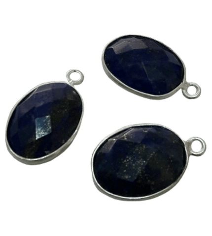 Sterling Silver Oval Lapis CHARM 18x11mm