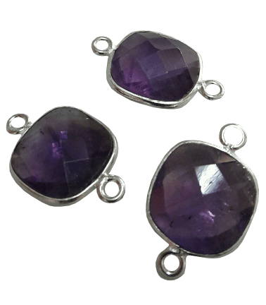 Sterling Silver Square Amethyst Connector