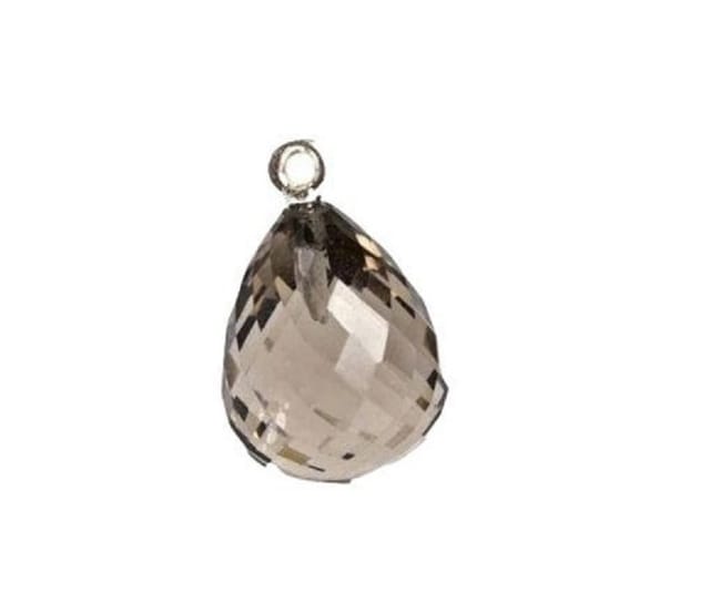 92.5 Sterling Silver with Smoky Topaz Faceted Charm 13x11mm