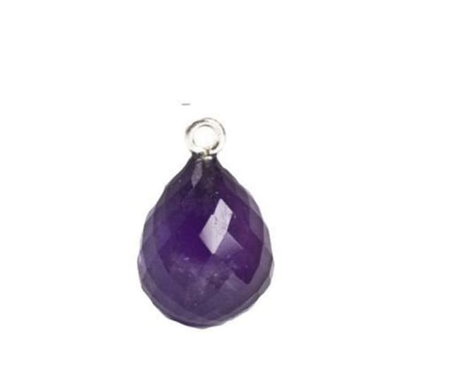 92.5 Sterling Silver with Amethyst Faceted Charm 13x11mm