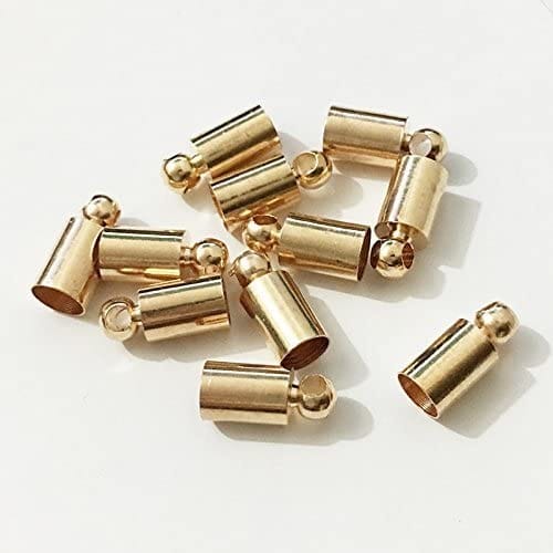20 Pcs Gold Plated Brass Cord Ends 10.5x5mm