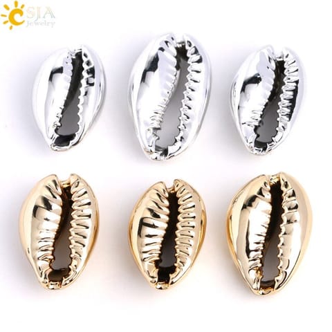 100 Pcs Gold and Silver CCB Cowrie Beads Combo 16x12mm