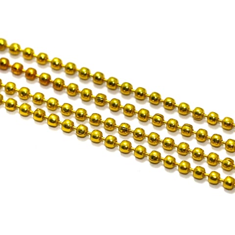 5 Mtrs, 2mm Aluminium Ball Chain Yellow