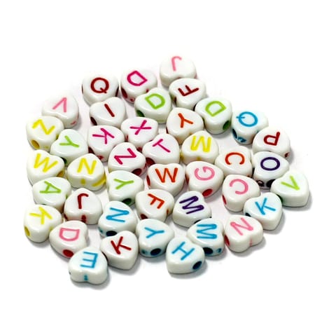 500 Pcs Acrylic Heart A to Z Alphabet Letter Beads Multicolor 7mm