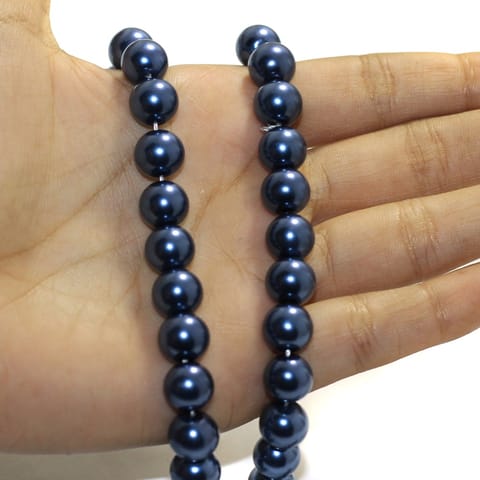 1 String Faux Pearl Round Beads MarineBlue Size 10mm