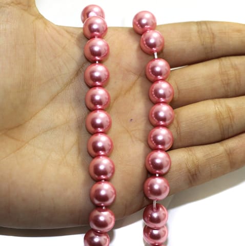 1 String Faux Pearl Beads Round Pink 10mm