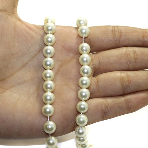 1 String Natural Freshwater Round Pearl Beads White 8mm