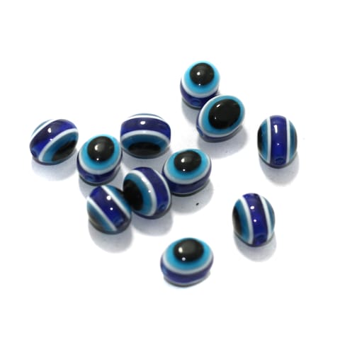 100 Pcs Acrylic Eye Beads Oval Blue10x7mm