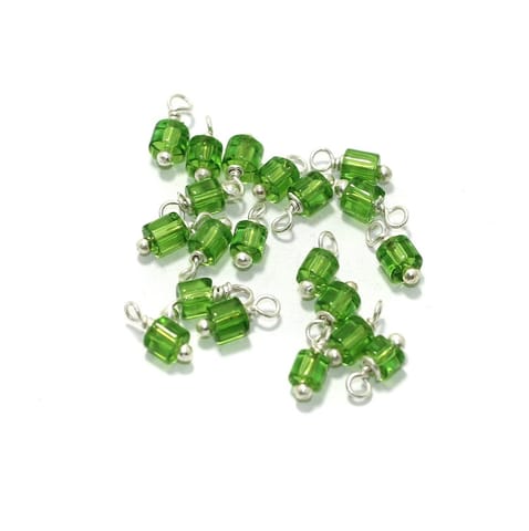 100 Pcs, 4mm Glass Loreal Beads Light Green Silver Plated