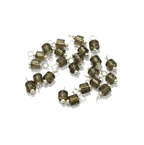 100 Pcs, 4mm Glass Loreal Beads Grey Silver Plated
