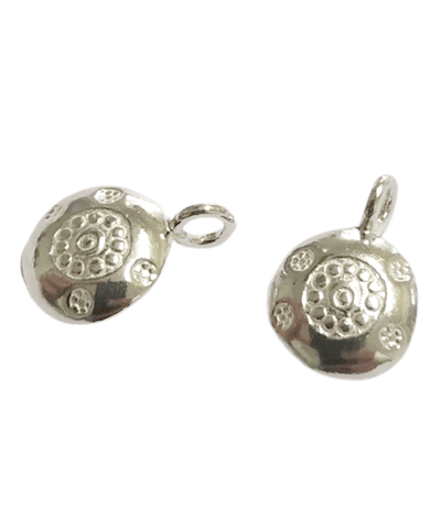 Sterling Silver Round Pattern Charm 15mm