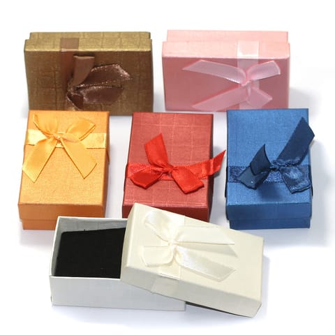 6 Paper Empty Gift Box With Ribbon, Size 8x5x2.5 Cms