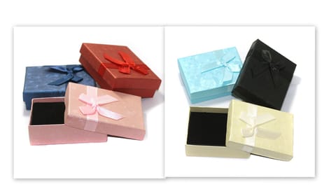 6 Paper Empty Gift Box Square With Ribbon, Size 9x7x3 Cms