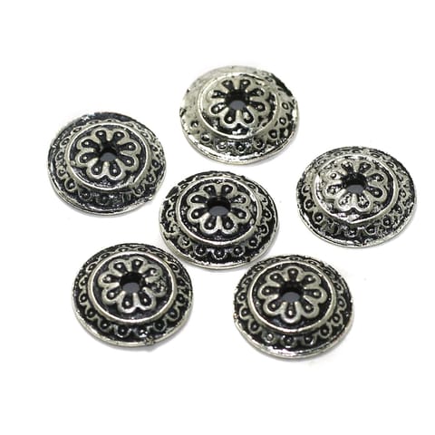 50 Pcs German Silver Beads Caps 13mm