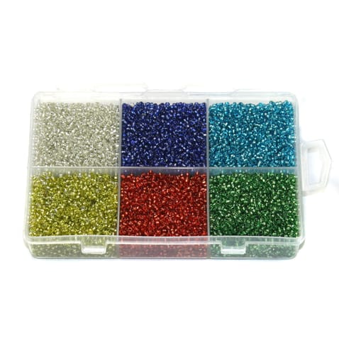 Silver Line Glass Seed Beads DIY Kit for Jewellery Making, Beading, Embroidery and Art and Crafts, Size 11/0 (2mm)