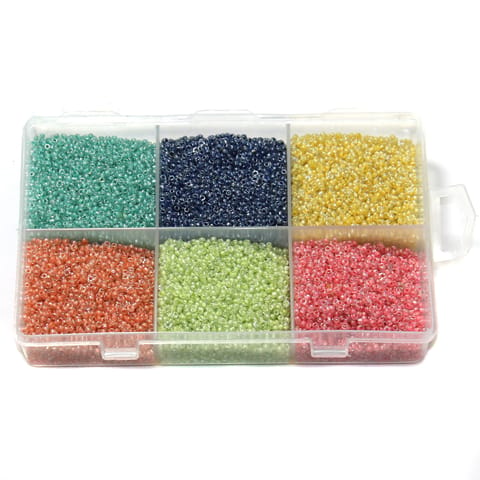 Inside Color Glass Seed Beads DIY Kit for Jewellery Making, Beading, Embroidery and Art and Crafts, Size 11/0 (2mm)
