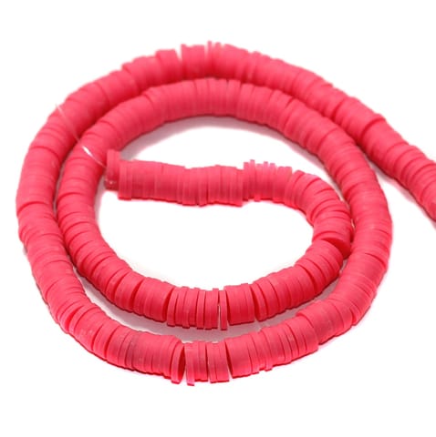 Pink Polymer Clay Fimo Ring Beads 1 String, 6mm