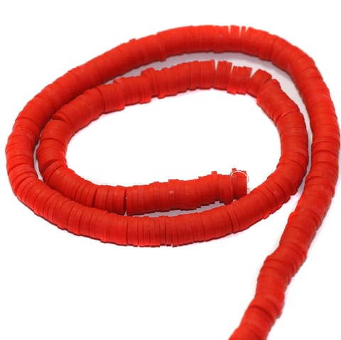 Red Polymer Clay Fimo Ring Beads 1 String, 6mm