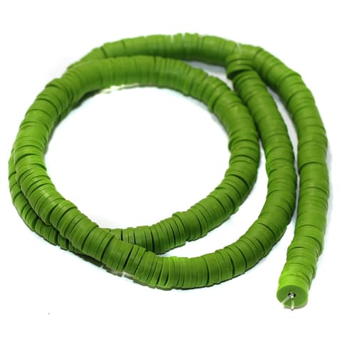 Parrot Green Polymer Clay Fimo Ring Beads 1 String, 6mm
