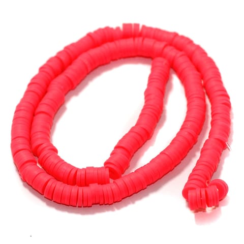 Hot Pink Polymer Clay Fimo Ring Beads 1 String, 6mm