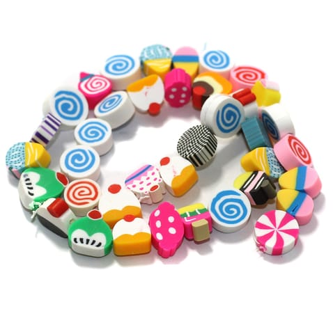 Cookies Multicolor Polymer Clay Fimo Beads 1 String, 10x4mm