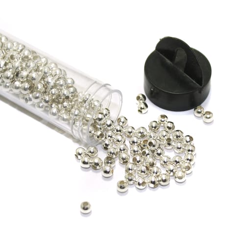 380 Pcs, 4mm Silver Metal Round Beads Tube