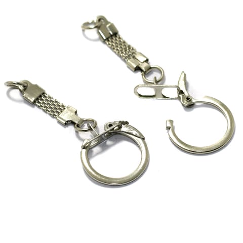 10 Pcs, 1 Inch Key Ring With Chain Silver