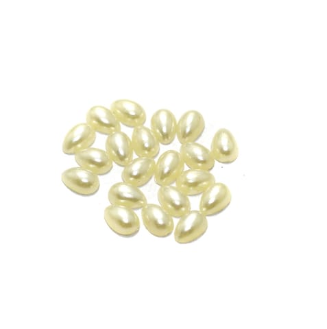 100 Gms 6mm Off White Drop Acrylic Pearl Cabochons Stone